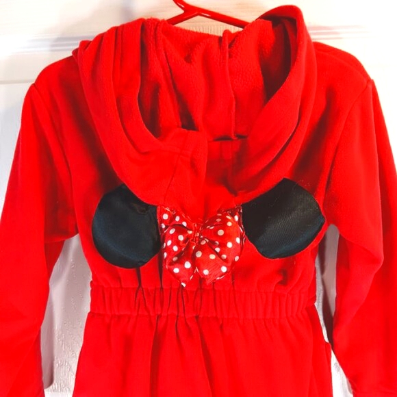Disney Minnie Mouse NWOT Girl's Red Hooded Fleece Robe Bathrobe Size 3T - Picture 11 of 16